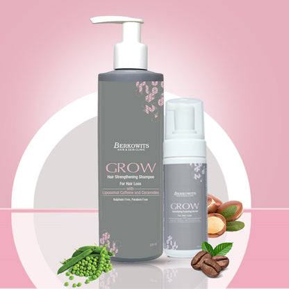 BERKOWITS Grow Hair Fall Shampoo for Hair Growth & Hair Fall Control, with 1% Procapil,  Biotin and Caffeine 220ml