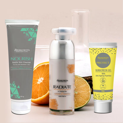 Winter Glowing Skincare Regime with Sunscreen and Cleanser (215g)