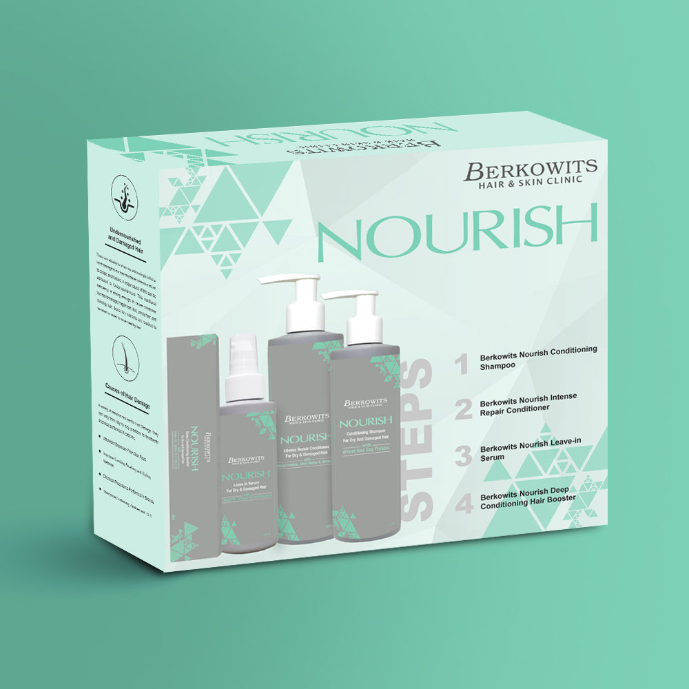 BERKOWITS Nourish Conditioning Shampoo For Dry, Damaged Hair With Wheat & Soy Protein, 220 Ml
