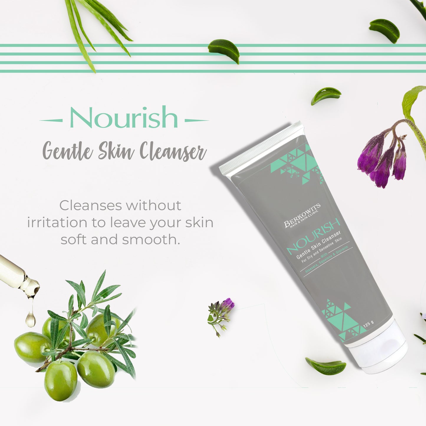Berkowits Nourish Gentle Skin Cleanser For Dry & Sensitive Skin (125g)