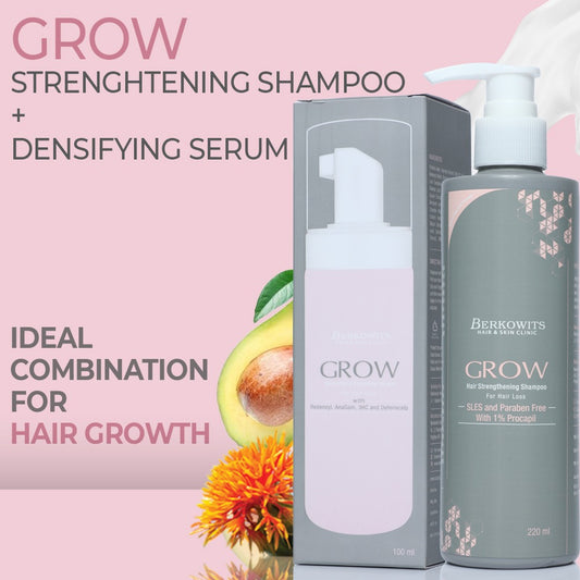 Berkowits Grow Hair Fall Strenghtening Shampoo & Grow Hair Loss Serum | A Best Combo Product to Save Your Hair Loss