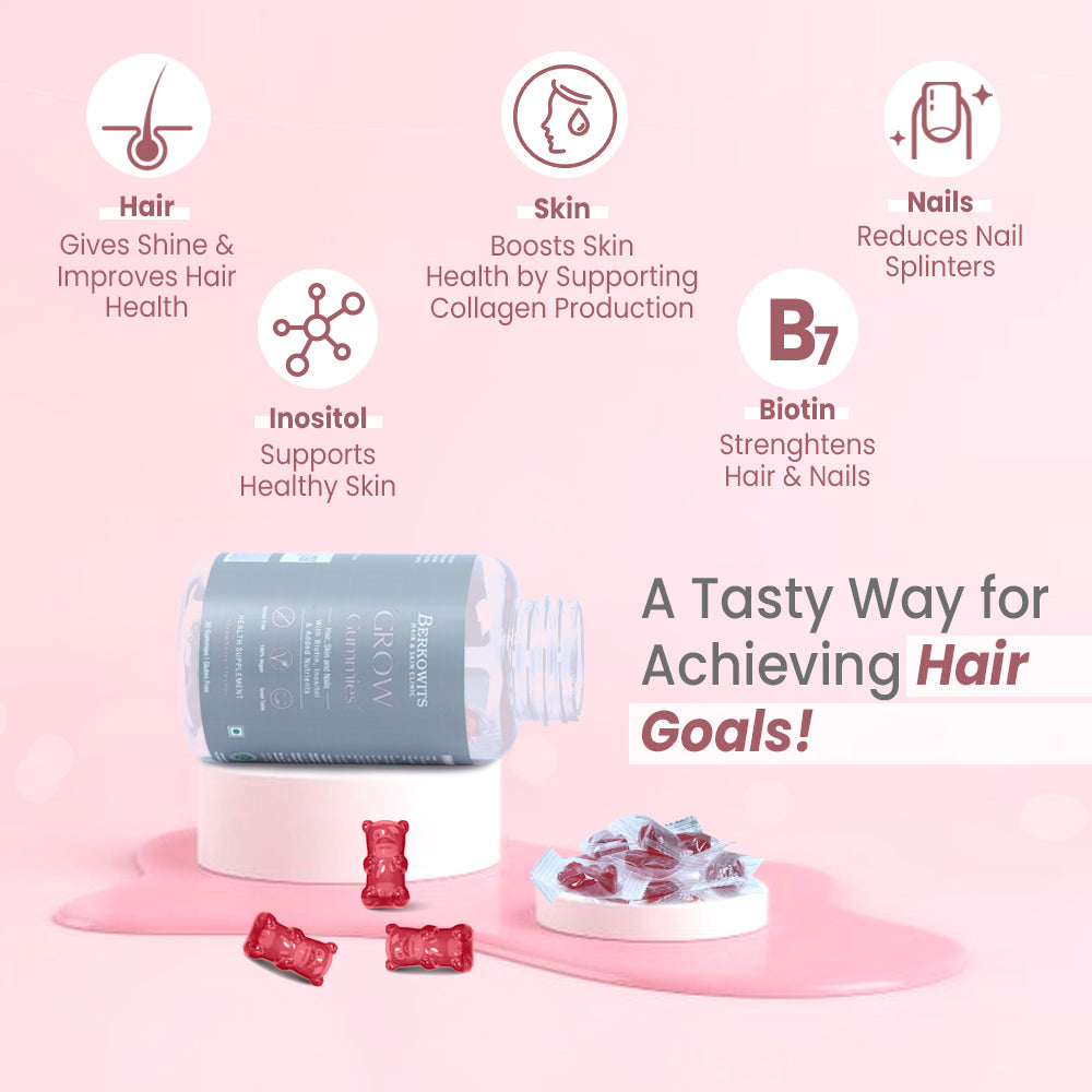 Berkowits Grow Gummies for Hair & Berkowits Radiate Gummies for Skin| A Perfect Supplements Combo For Your Hair & Skin Nutrition