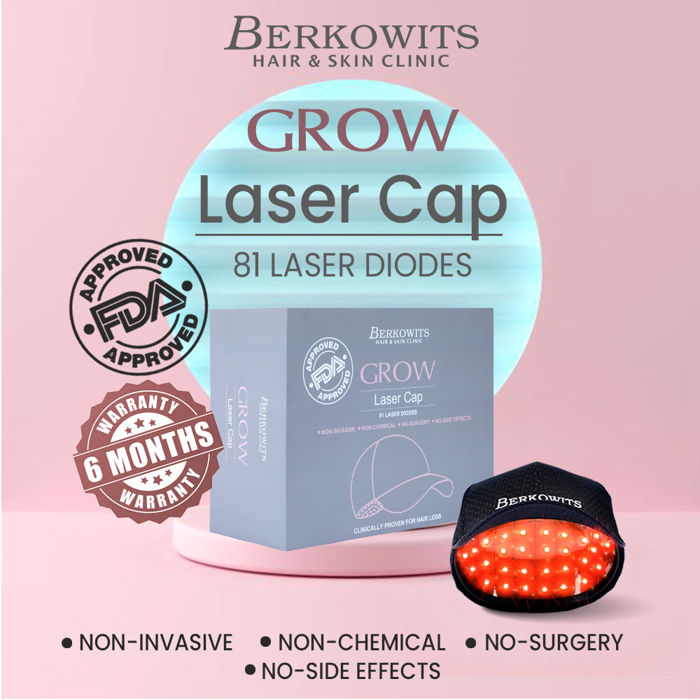 Berkowits Grow Laser Cap with 81 Laser Diodes | FDA Approved & Clinically Proven For Hair Loss