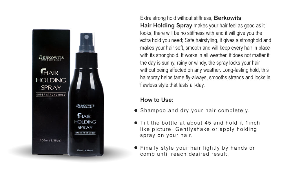 Berkowits Hair Holding Spray For Men & Women with Super Strong Hold (100ml)