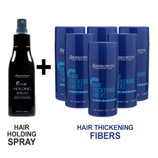 Berkowits Hair Building Fiber Pack of 6 & Holding Spray