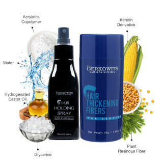 Berkowits Hair Building Fiber Pack of 6 & Holding Spray