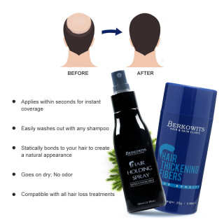 Berkowits Hair Building Fiber Pack of 6 & Holding Spray