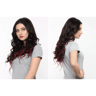 7 Piece Clip-On Ombre Burgundy Hair Extensions