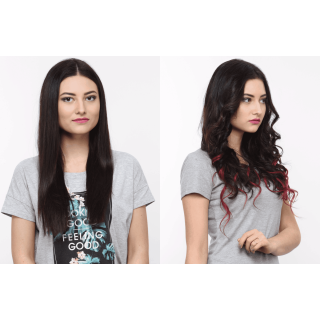 7 Piece Clip-On Ombre Burgundy Hair Extensions